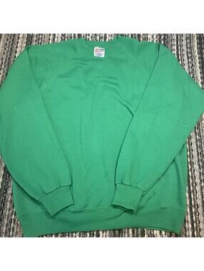 Vintage Hanes Activewear Sweatshirt Mens XL Green Blank Sweatshirt Made In USA